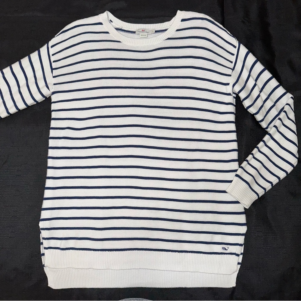 Vineyard Vines sweater white & navy striped oversized large